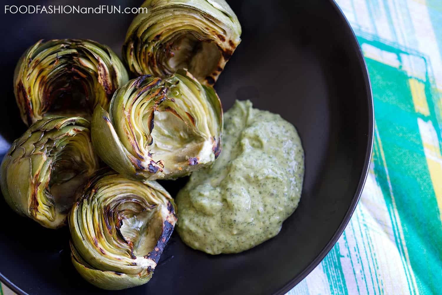 Grilled Artichokes with Roasted Jalapeno and Cilantro Aioli Bon Aippetit