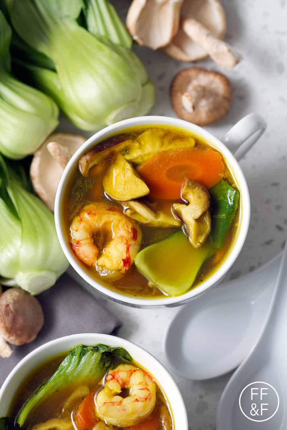 Save this recipe for Shrimp, Bok Choy and Tumeric Soup for the next time you get a cold. It's a lifesaver when you're feeling under the weather.