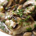 This easy Chicken Marsala recipe is made in one pan in less than thirty minutes! Traditionally this Italian American dish is made butter and breaded chicken. To make this dairy and gluten free, I’ve used olive oil and skipped the flour altogether. This recipe is allergy friendly (gluten, dairy, shellfish, nut, egg, and soy free) and suits the autoimmune protocol and paleo diets.