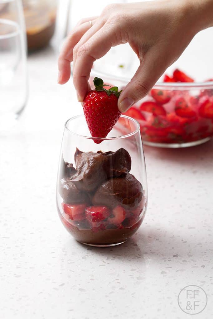 A decadent Dairy Free Chocolate Pudding with Strawberries made with avocados. This recipe is allergy friendly (gluten, dairy, shellfish, nut, egg, and soy free) and suits the autoimmune protocol diet (AIP), paleo and vegetarian diets.