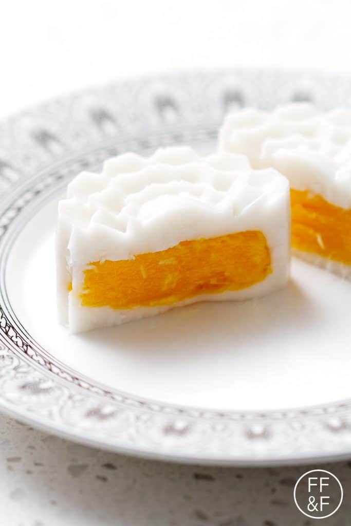 Mango Coconut Jelly Mooncakes made with Agar Agar to celebrate the Chinese New Year