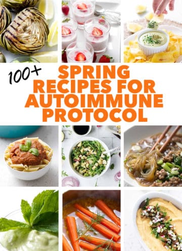 collage of food photos for AIP Diet Spring recipes post
