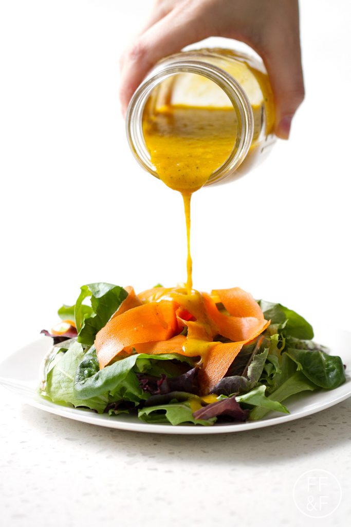 I’m not a fan of super sweet salad dressings but I like this Pumpkin Maple Vinaigrette. The maple syrup adds just a little bit of sweetness. Not sugary sweet just natural pumpkin sweet. It’s a great balance between sweet and savory.