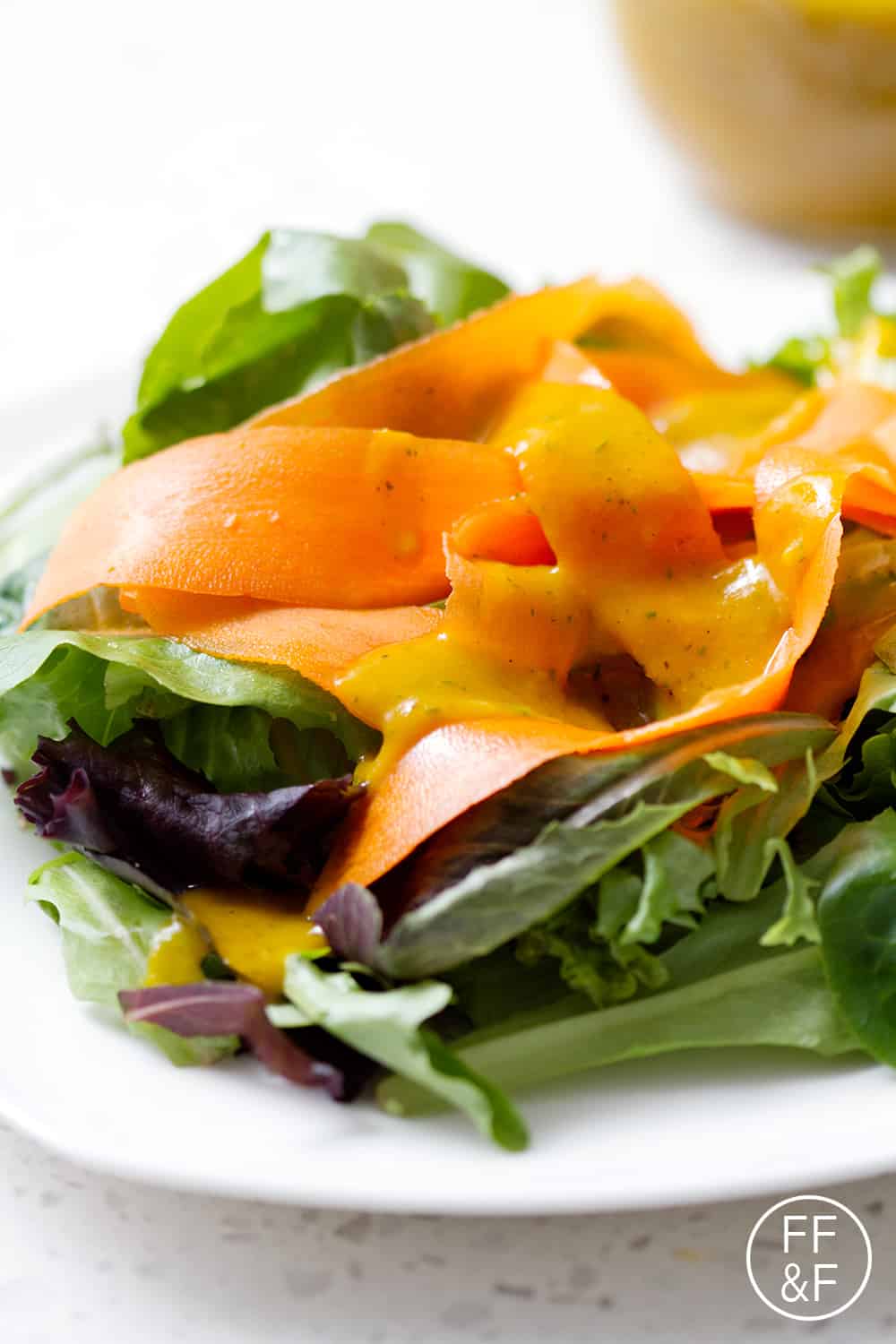 I’m not a fan of super sweet salad dressings but I like this Pumpkin Maple Vinaigrette. The maple syrup adds just a little bit of sweetness. Not sugary sweet just natural pumpkin sweet. It’s a great balance between sweet and savory.