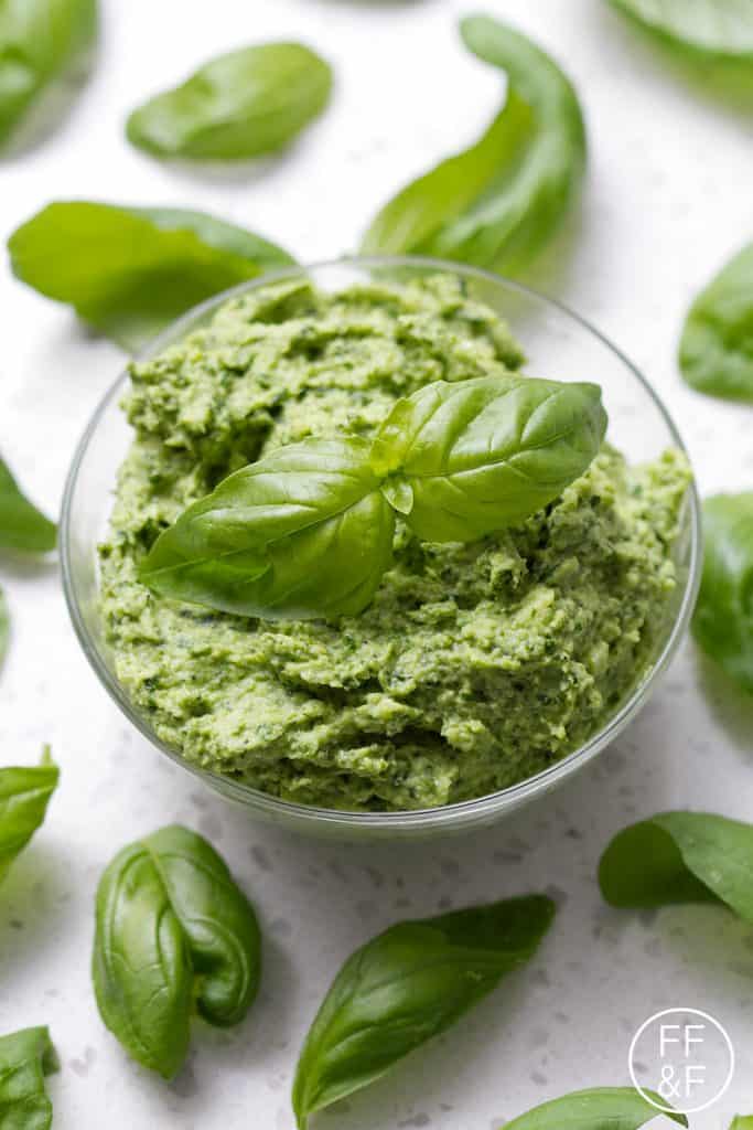 Vegan Basil Pesto that is also nut free. This pesto works for the paleo/aip diet as well.