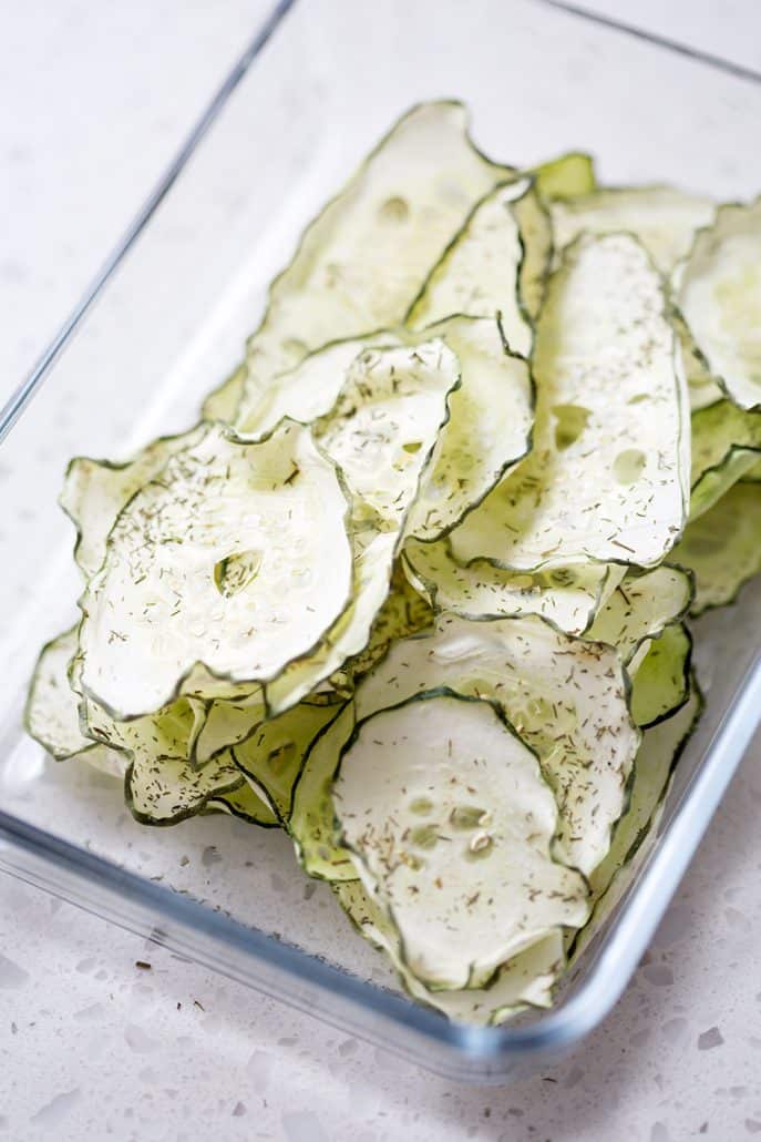 bowl of dill cucumber chips