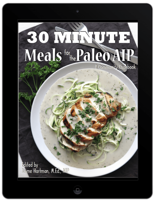 ipad cover of 30 minute meals for paleo aip cookbook