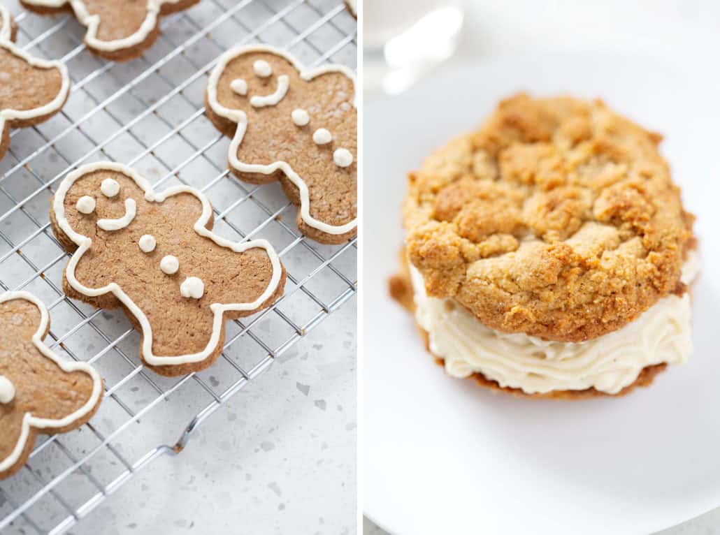 aip gingerbread cookies and sweet potato sugar cookies turned into moon pies