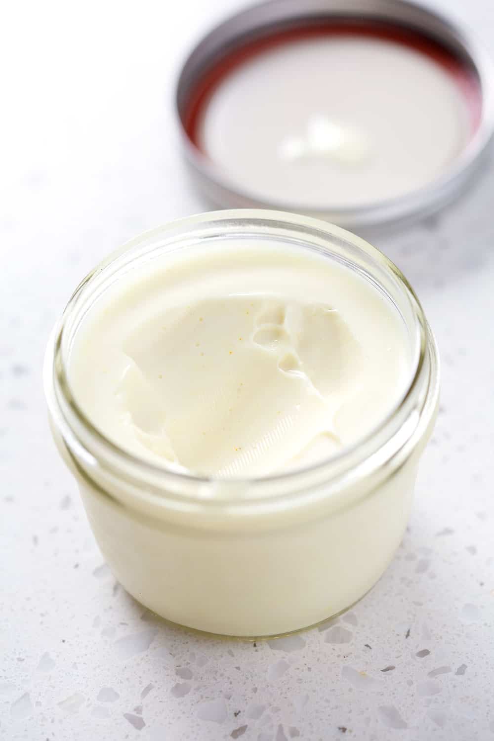 mason jar of aip mayo (egg free mayo recipe)