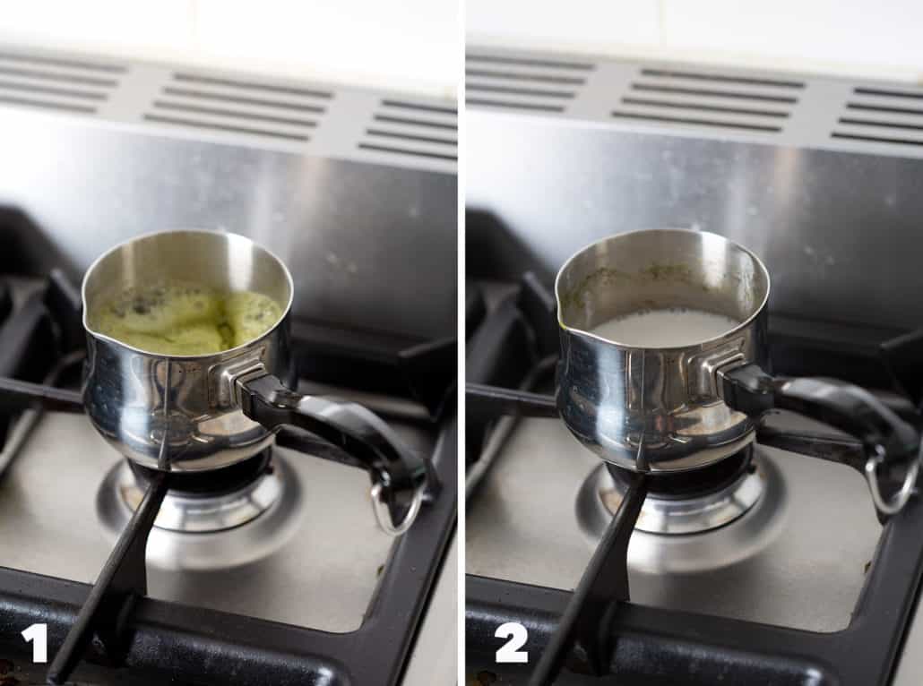 step by step photo instructions of AIP Coconut Matcha Latte