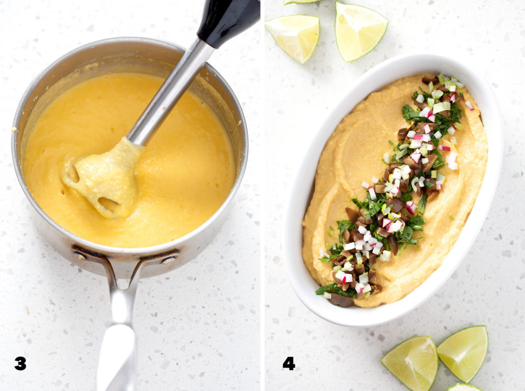 steps 3. and 4 for making AIP Nacho 'Cheese' Sauce