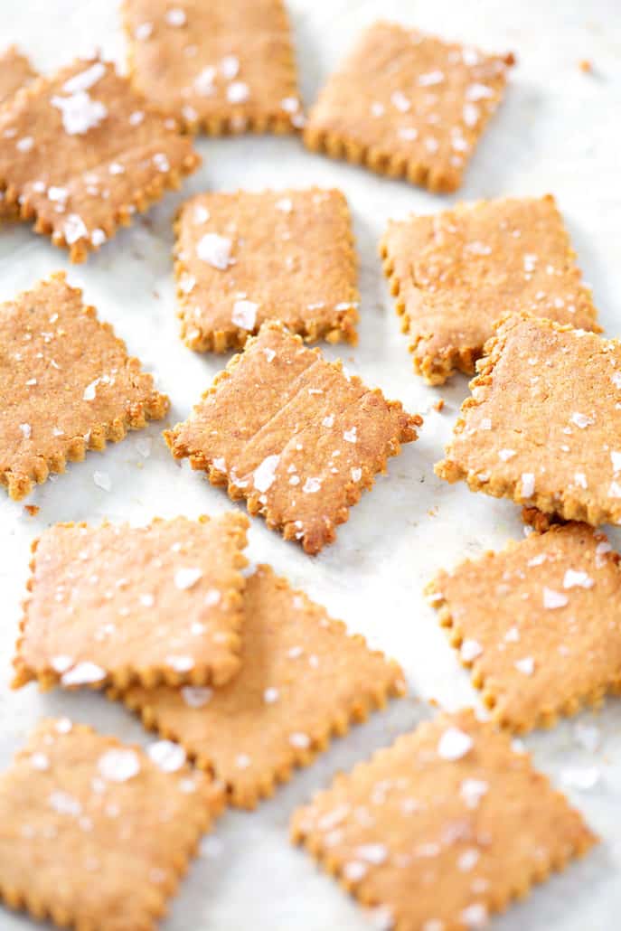 AIP Cassava 'Cheese' Crackers close up