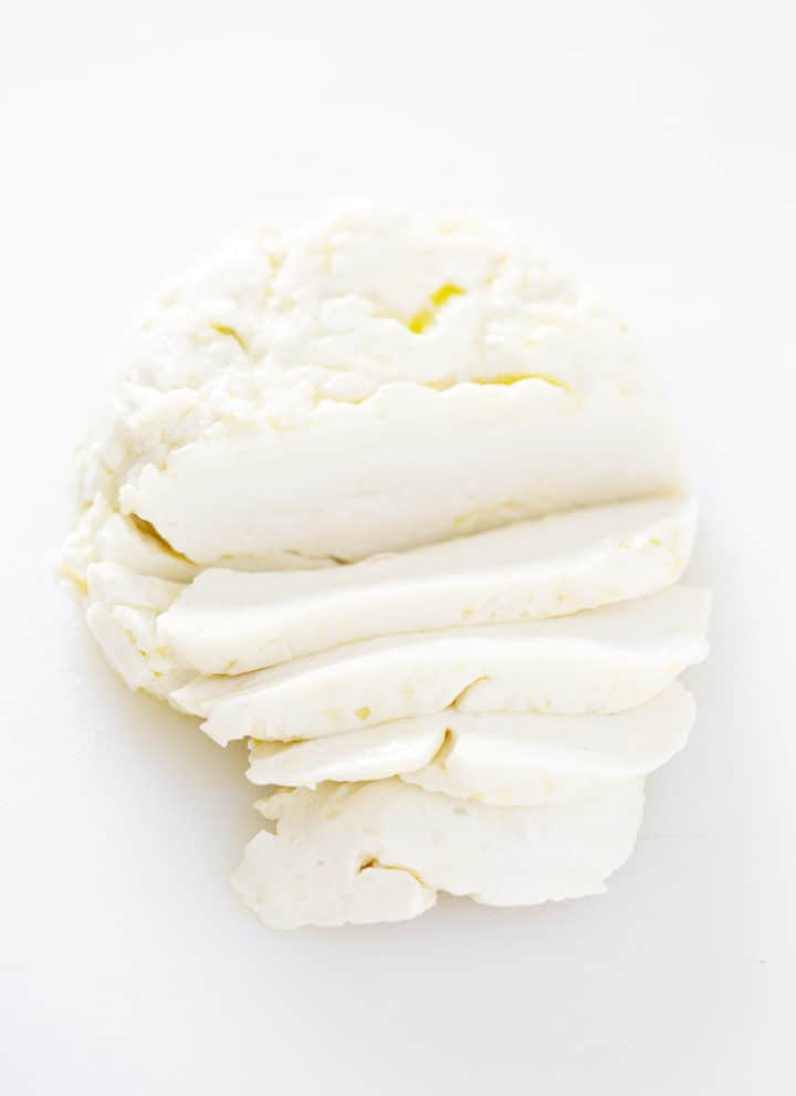 sliced ball of AIP Mozzarella Cheese