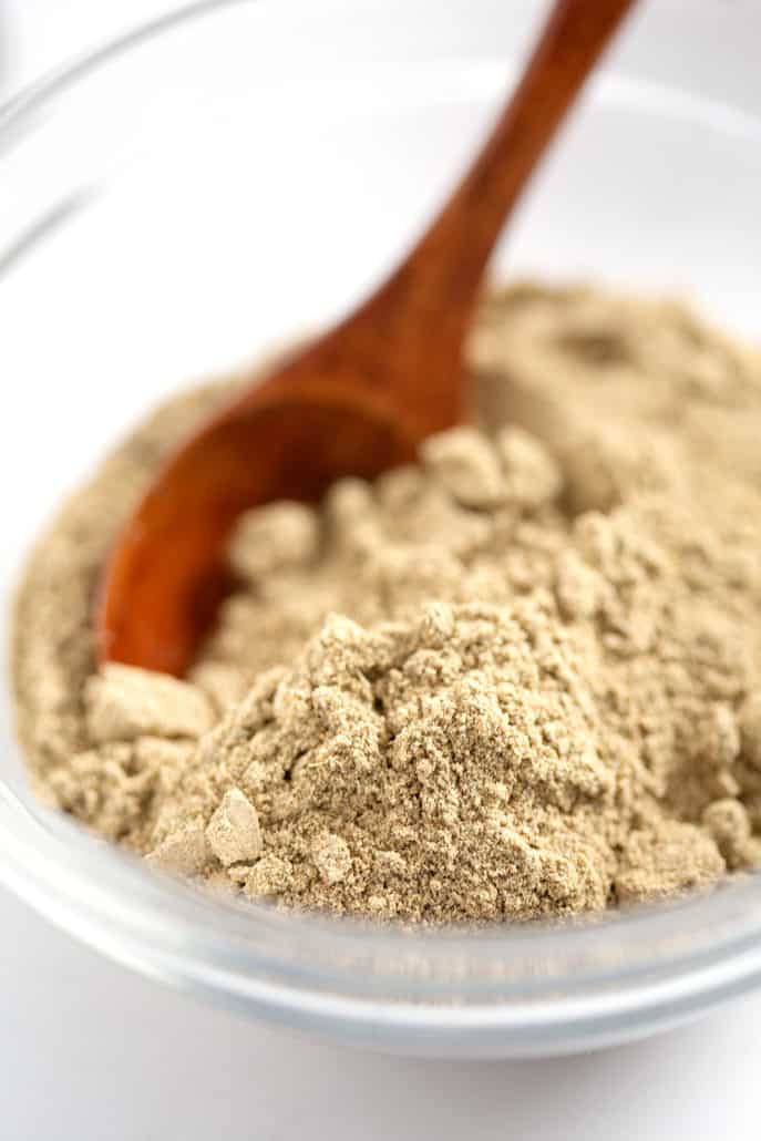 close up of AIP Taco Seasonings in bowl with wooden spoon